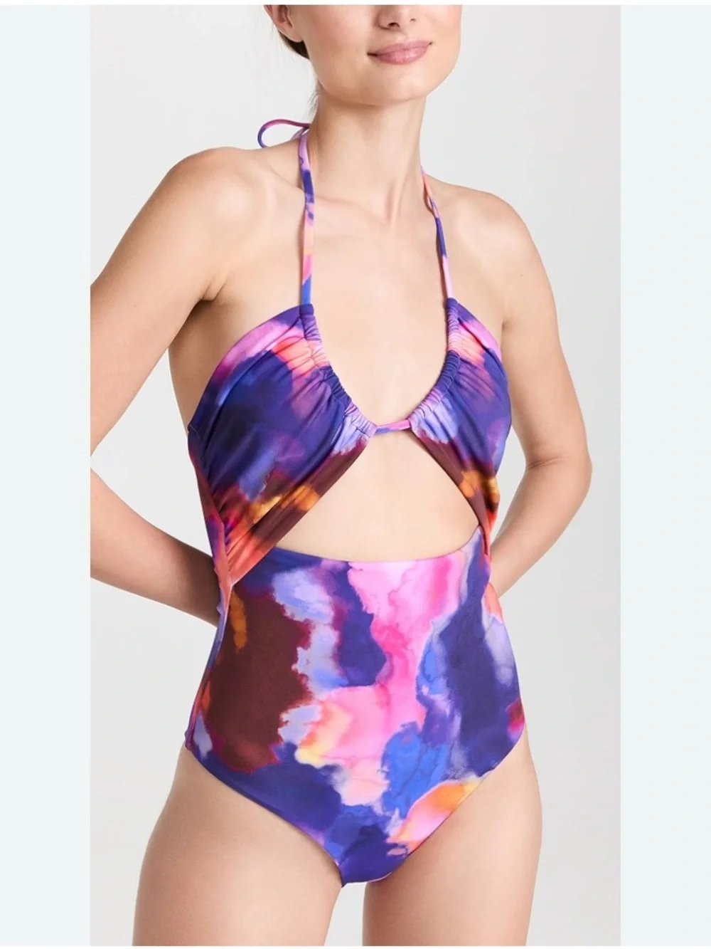 Jonathan Simkhai Multicolor Abstract One-Piece Swimsuit in Blue and Pink - Picture 4 of 4